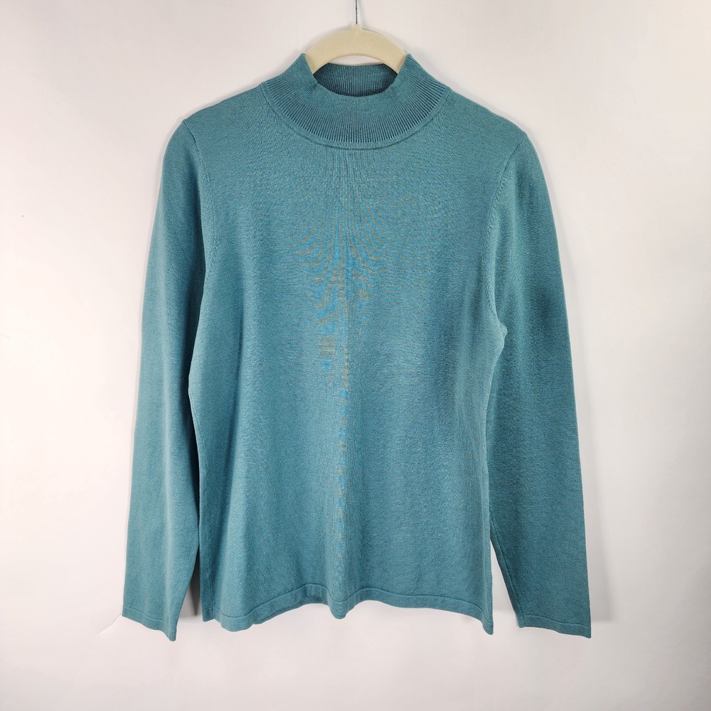 Pendleton Sweater Women's PS Silk Blend Teal Mock Neck